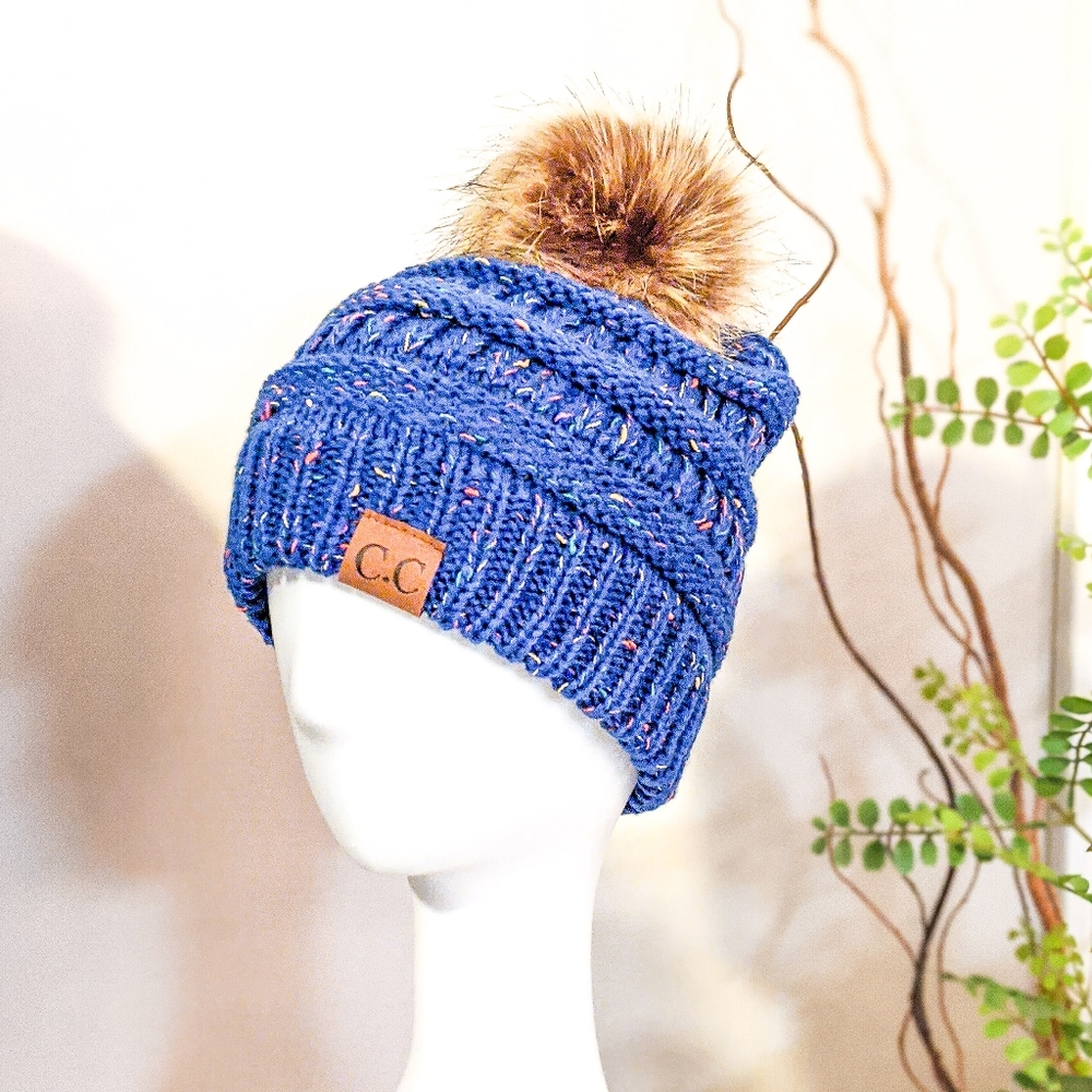 New C.C. Beanie Brand New with Vegan Fur Top - Picture 2 of 3